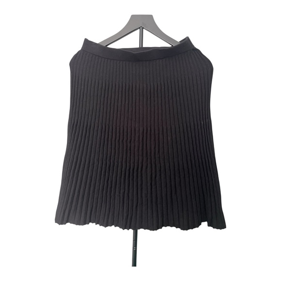 Anne Klein Women Stretchy Viscose Knit pleated Black Ribbed Mini Skirt Size M-L - Picture 1 of 8